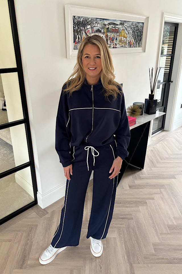 Evie Navy Tracksuit With Piping