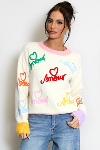 Amour Love Slogan Knitted Jumper