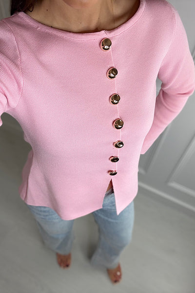 Gold Button Peplum Cardigan