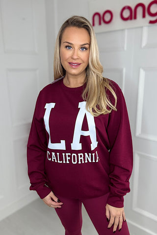 L A Sweatshirt In Burgundy