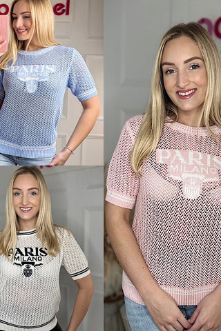 Paris Milano Crochet Short Sleeve Top (3 Colours)