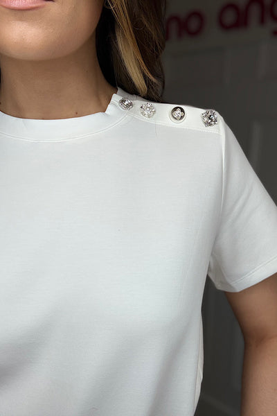 Callie White Top With Ornate Buttons